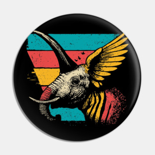 Flying Elephant Bird Hybrid - Retro Cryptid Pop Art Design Pin