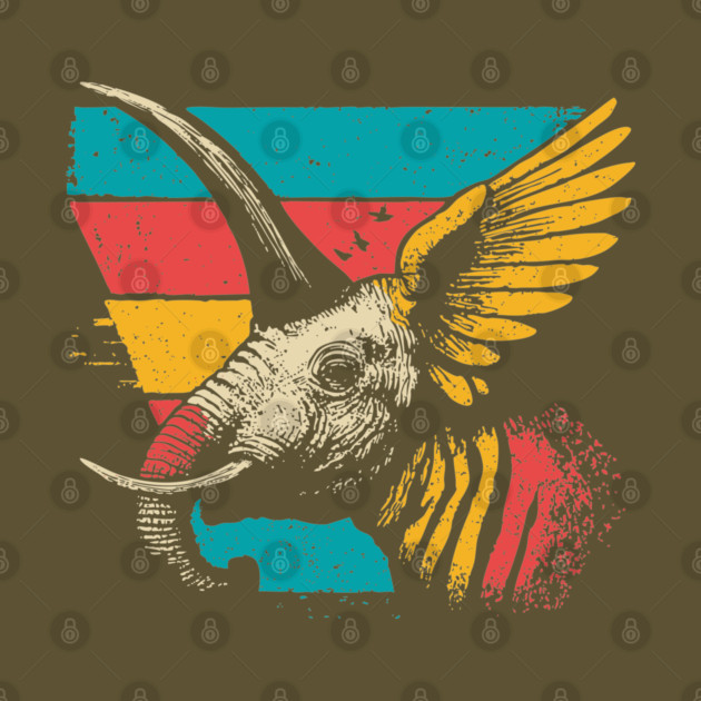 Flying Elephant Bird Hybrid - Retro Cryptid Pop Art Design by TuncGK