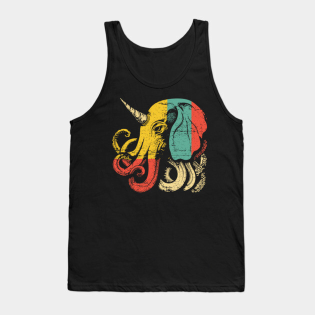 Octopus Elephant Hybrid - Retro Pop Art Cryptid Design Tank Top by TuncGK