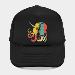 Octopus Elephant Hybrid - Retro Pop Art Cryptid Design Hat