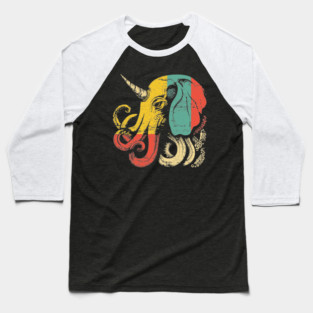 Octopus Elephant Hybrid - Retro Pop Art Cryptid Design Baseball T-Shirt
