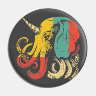 Octopus Elephant Hybrid - Retro Pop Art Cryptid Design Pin