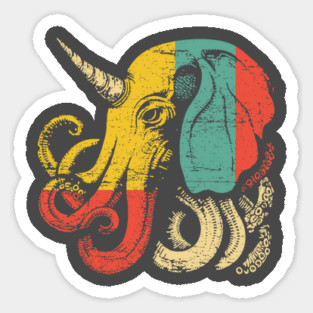 Octopus Elephant Hybrid - Retro Pop Art Cryptid Design Magnet