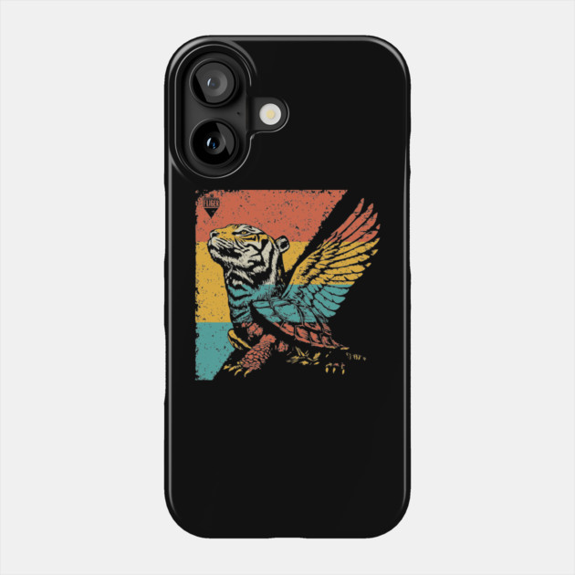 Winged Tiger Cryptid - Retro Pop Art Flying Cat Design Phone Case by TuncGK