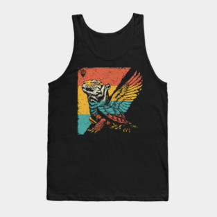 Winged Tiger Cryptid - Retro Pop Art Flying Cat Design Tank Top