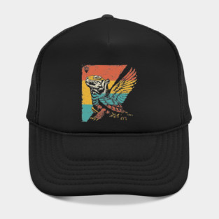 Winged Tiger Cryptid - Retro Pop Art Flying Cat Design Hat