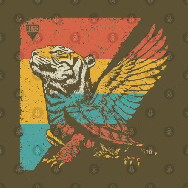 Winged Tiger Cryptid - Retro Pop Art Flying Cat Design by TuncGK