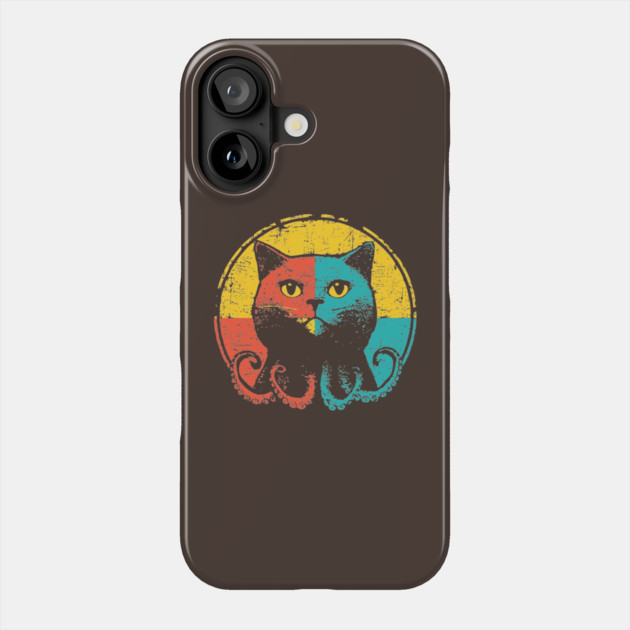 Retro OctoCat Cryptid - Pop Art Feline Tentacle Hybrid Phone Case by TuncGK