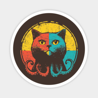 Retro OctoCat Cryptid - Pop Art Feline Tentacle Hybrid Magnet