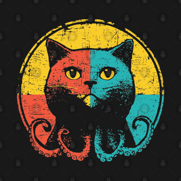 Retro OctoCat Cryptid - Pop Art Feline Tentacle Hybrid by TuncGK
