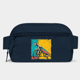 Retro Praying Mantis on Bicycle - Pop Art Cryptid Design Bag