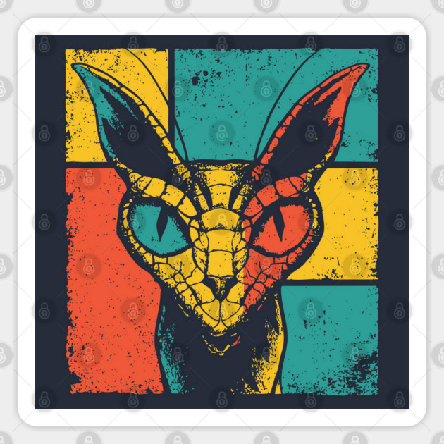Snake Cat Hybrid Cryptid - Retro Pop Art Feline Serpent Sticker by TuncGK