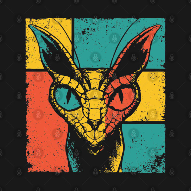 Snake Cat Hybrid Cryptid - Retro Pop Art Feline Serpent by TuncGK