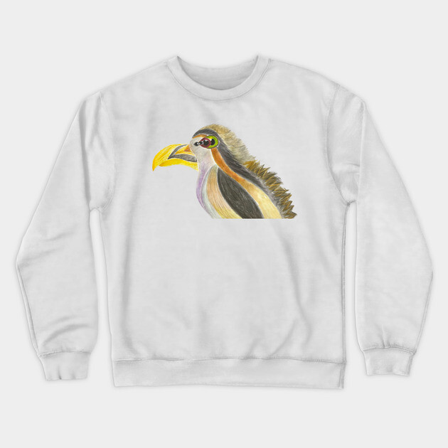 Morphological Bird Study - Hand-Drawn Pencil and Marker Art Crewneck Sweatshirt by TuncGK