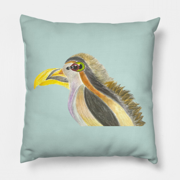 Morphological Bird Study - Hand-Drawn Pencil and Marker Art Pillow by TuncGK