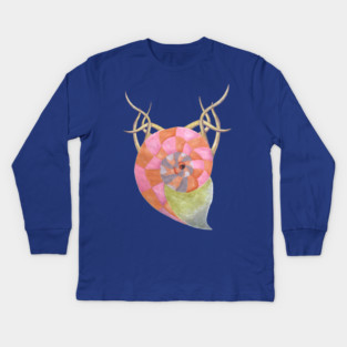 Goat Ammonite Shell Hybrid - Retro Modern Cryptid Art Kids Long Sleeve T-Shirt