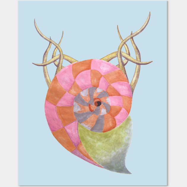 Goat Ammonite Shell Hybrid - Retro Modern Cryptid Art Wall Art by TuncGK