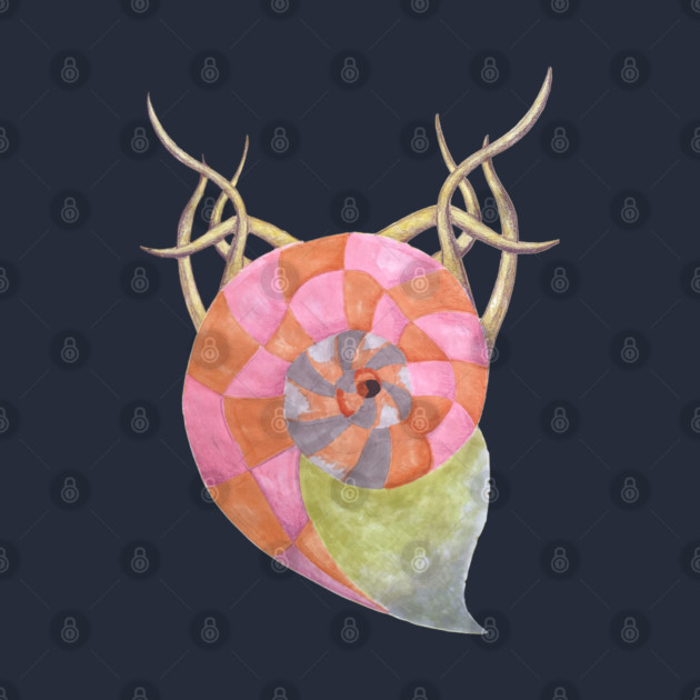 Goat Ammonite Shell Hybrid - Retro Modern Cryptid Art by TuncGK