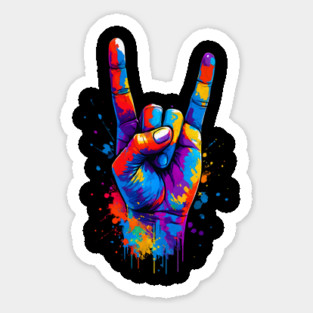 Give Life The Horns – Colorful Rock Hand Pop Art Design Sticker