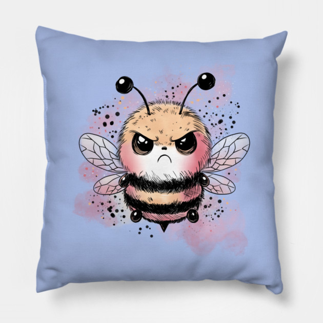 Grumpy Honeybee Pillow by H. R. Sinclair