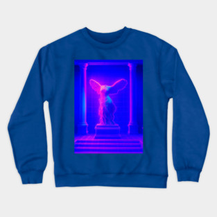 Winged Victory Samothrace Statue Neon Y2K Chillwave Temple Crewneck Sweatshirt