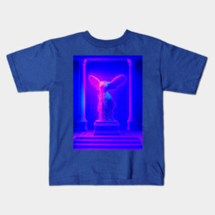 Winged Victory Samothrace Statue Neon Y2K Chillwave Temple Kids T-Shirt