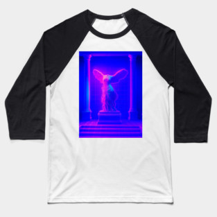 Winged Victory Samothrace Statue Neon Y2K Chillwave Temple Baseball T-Shirt