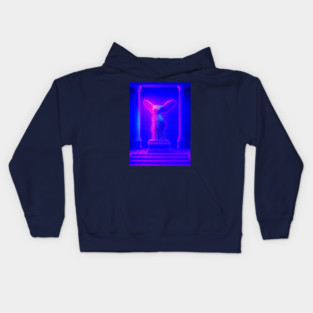 Winged Victory Samothrace Statue Neon Y2K Chillwave Temple Kids Hoodie