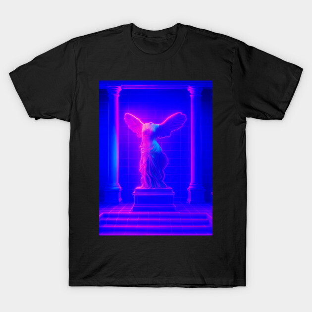 Winged Victory Samothrace Statue Neon Y2K Chillwave Temple T-Shirt by DonWillisJrArt