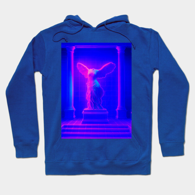 Winged Victory Samothrace Statue Neon Y2K Chillwave Temple Hoodie by DonWillisJrArt
