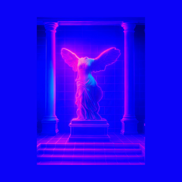Winged Victory Samothrace Statue Neon Y2K Chillwave Temple by DonWillisJrArt