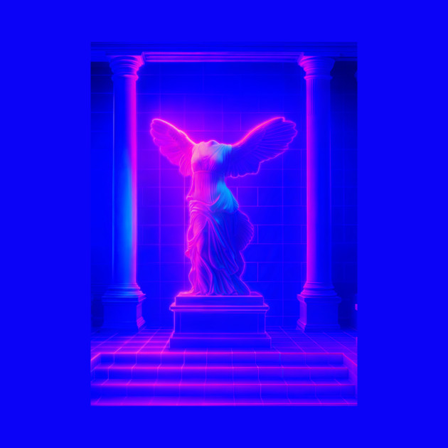 Winged Victory Samothrace Statue Neon Y2K Chillwave Temple by DonWillisJrArt