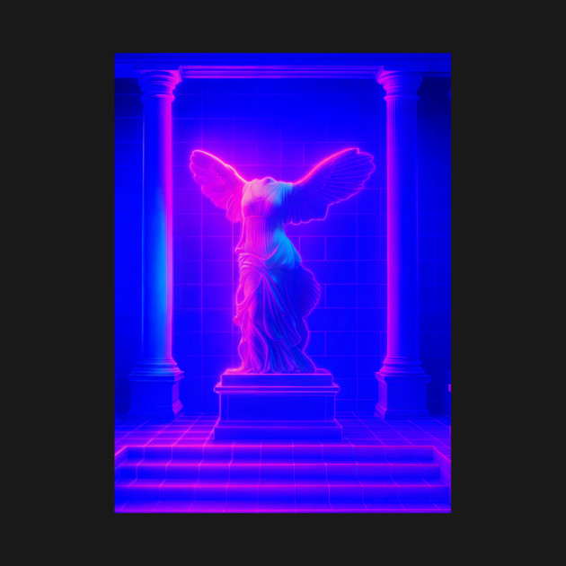 Winged Victory Samothrace Statue Neon Y2K Chillwave Temple by DonWillisJrArt