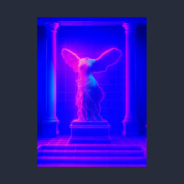 Winged Victory Samothrace Statue Neon Y2K Chillwave Temple by DonWillisJrArt
