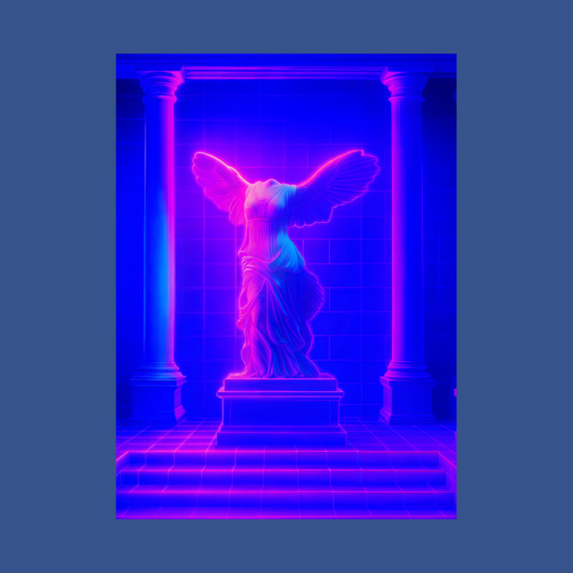 Winged Victory Samothrace Statue Neon Y2K Chillwave Temple by DonWillisJrArt