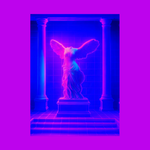 Winged Victory Samothrace Statue Neon Y2K Chillwave Temple by DonWillisJrArt
