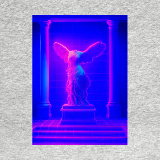 Winged Victory Samothrace Statue Neon Y2K Chillwave Temple by DonWillisJrArt
