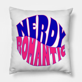 Nerdy Romantic Wave with border Pillow