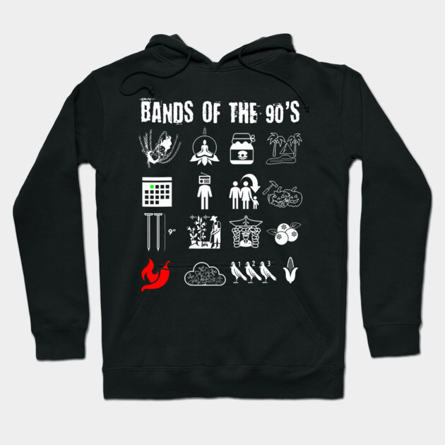 Funny Nerdy Iconic Alternative Rock Bands Of The 90s Hoodie