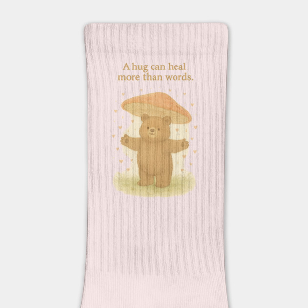 Bear Hug Under Mushroom – Cute Healing Quote Illustration by Anne Lee