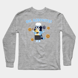 Bluey Family Oh Biscuits Best Dad Ever Vintage Cartoon Long Sleeve T-Shirt