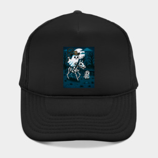 Ghost Cowboy and Skeleton Horse – Cute Spooky Western Halloween Art Hat
