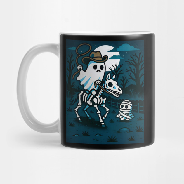 Ghost Cowboy and Skeleton Horse – Cute Spooky Western Halloween Art by DonWillisJrArt