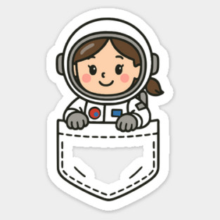 Funny Girl Astronaut Pocket Pal Cute Space Explorer Sticker