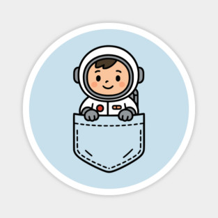 Funny Boy Astronaut Pocket Pal Cute Space Explorer Magnet