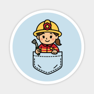Funny Girl Firefighter Pocket Pal Cute Firefighter Heroic Magnet