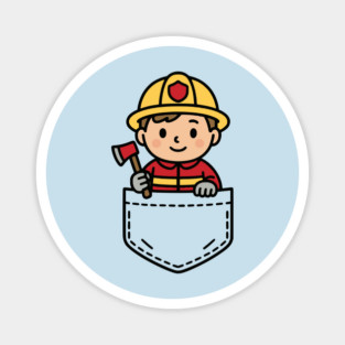 Funny Boy Firefighter Pocket Pal Cute Fireman Rescue Hero Magnet