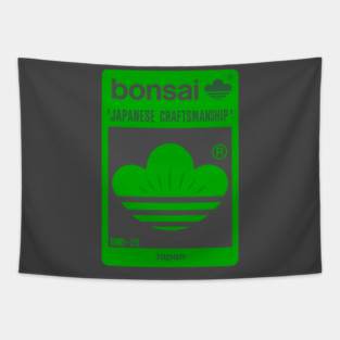 Bonsai Japanese Crest Logo　Green × dark gray Tapestry
