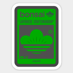 Bonsai Japanese Crest Logo　Green × dark gray Sticker
