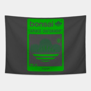 Bonsai Japanese Crest Logo　Green × dark gray 2 Tapestry